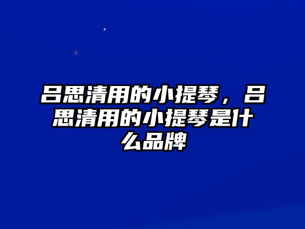 呂思清用的小提琴，呂思清用的小提琴是什么品牌