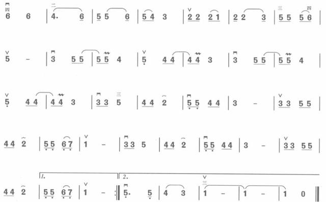 二胡G調（5. 2弦）把位技巧要點與練習簡譜