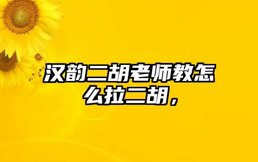 漢韻二胡老師教怎么拉二胡，