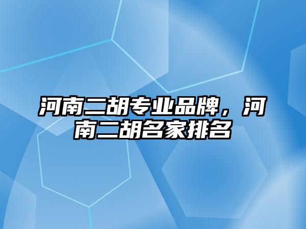 河南二胡專業品牌，河南二胡名家排名