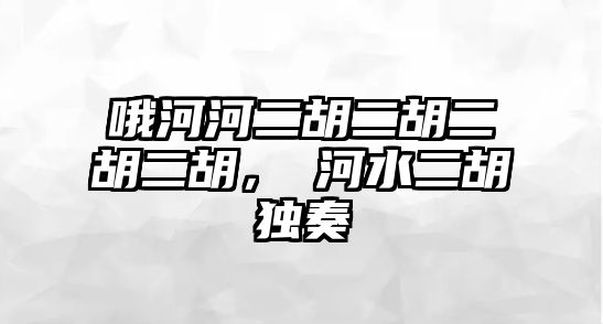 哦河河二胡二胡二胡二胡，冮河水二胡獨奏