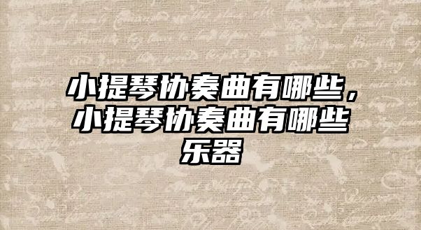 小提琴協(xié)奏曲有哪些，小提琴協(xié)奏曲有哪些樂器