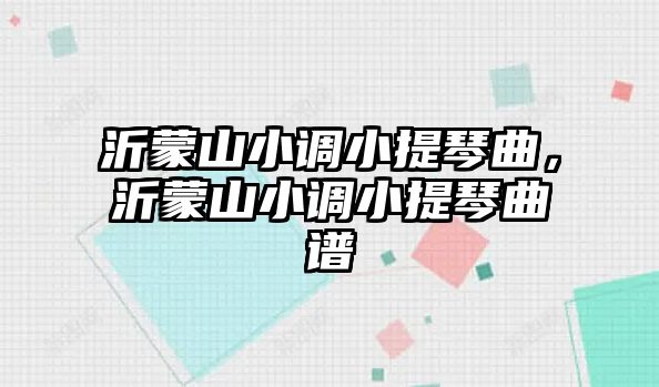 沂蒙山小調小提琴曲，沂蒙山小調小提琴曲譜