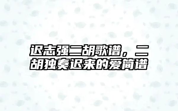 遲志強(qiáng)二胡歌譜，二胡獨(dú)奏遲來的愛簡譜