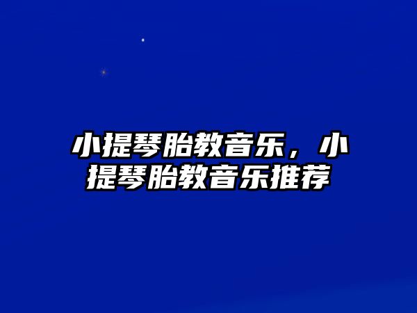 小提琴胎教音樂，小提琴胎教音樂推薦