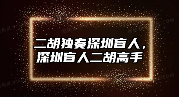 二胡獨奏深圳盲人，深圳盲人二胡高手