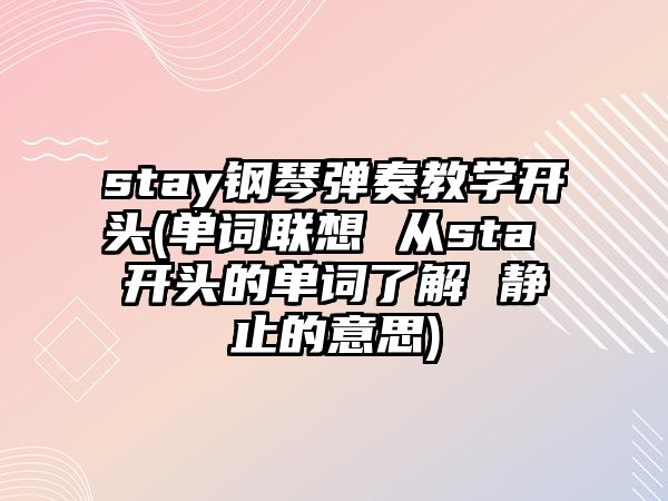 stay鋼琴彈奏教學開頭(單詞聯想 從sta 開頭的單詞了解 靜止的意思)