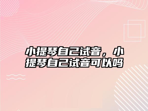 小提琴自己試音，小提琴自己試音可以嗎