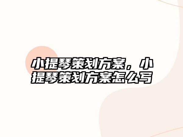 小提琴策劃方案，小提琴策劃方案怎么寫