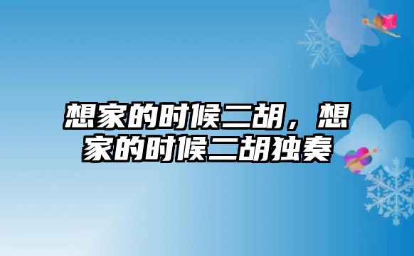 想家的時候二胡，想家的時候二胡獨奏