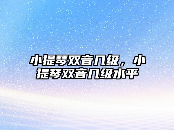 小提琴雙音幾級，小提琴雙音幾級水平