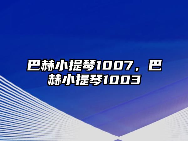 巴赫小提琴1007，巴赫小提琴1003