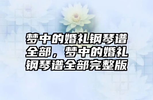 夢中的婚禮鋼琴譜全部，夢中的婚禮鋼琴譜全部完整版