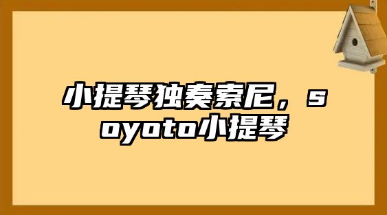 小提琴獨奏索尼，soyoto小提琴