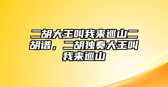 二胡大王叫我來巡山二胡譜，二胡獨(dú)奏大王叫我來巡山