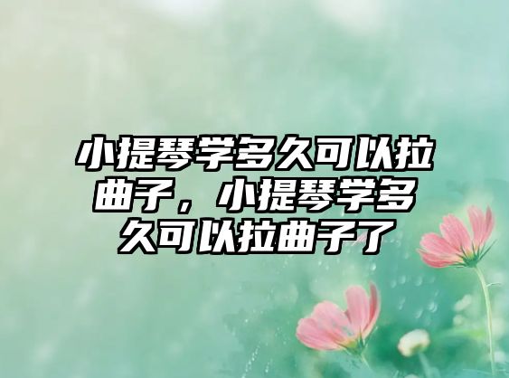 小提琴學多久可以拉曲子，小提琴學多久可以拉曲子了