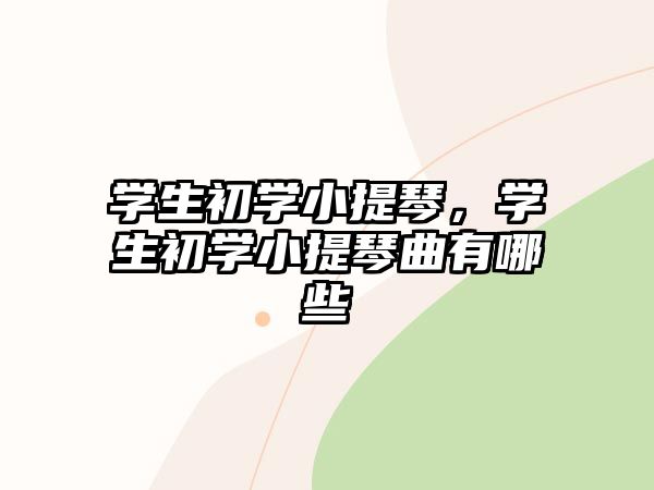 學生初學小提琴，學生初學小提琴曲有哪些