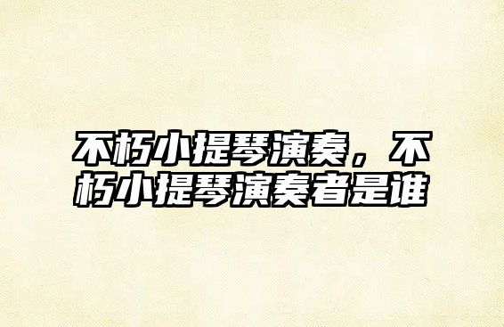 不朽小提琴演奏，不朽小提琴演奏者是誰