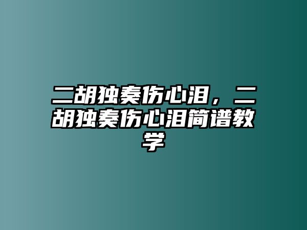 二胡獨奏傷心淚，二胡獨奏傷心淚簡譜教學