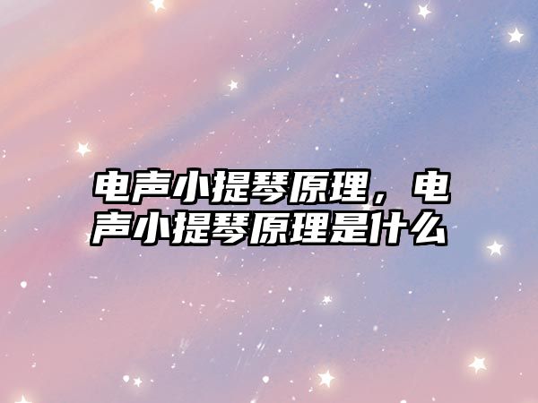 電聲小提琴原理，電聲小提琴原理是什么