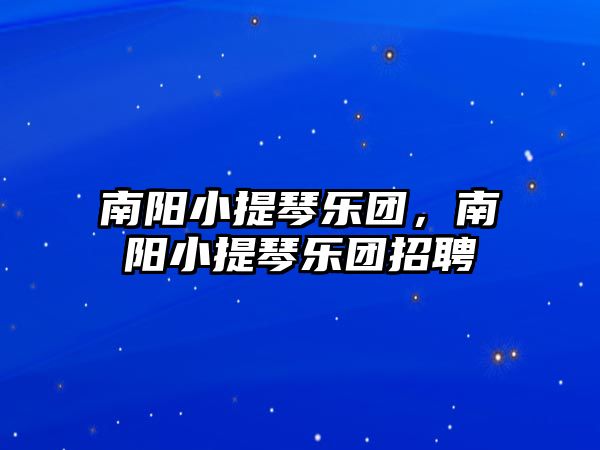 南陽小提琴樂團，南陽小提琴樂團招聘