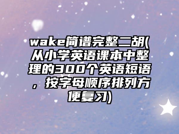 wake簡譜完整二胡(從小學英語課本中整理的300個英語短語，按字母順序排列方便復習)