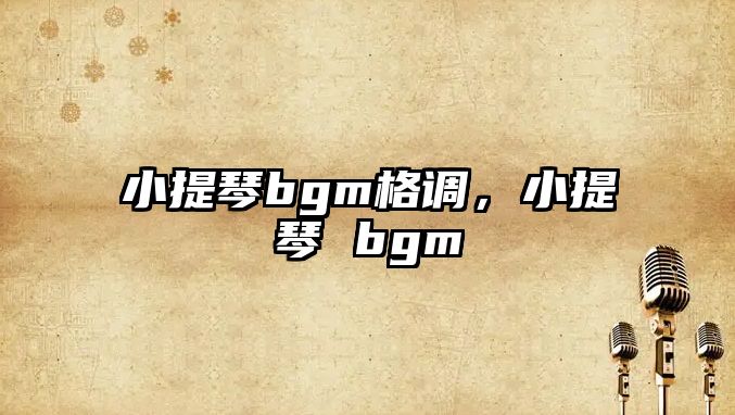 小提琴bgm格調，小提琴 bgm