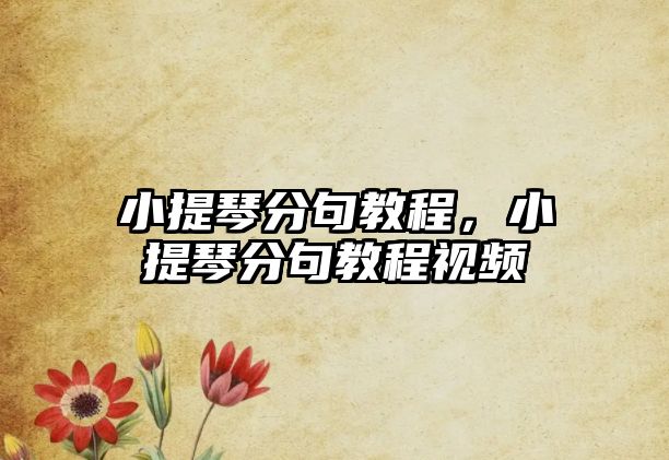 小提琴分句教程，小提琴分句教程視頻