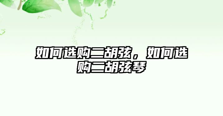 如何選購二胡弦，如何選購二胡弦琴