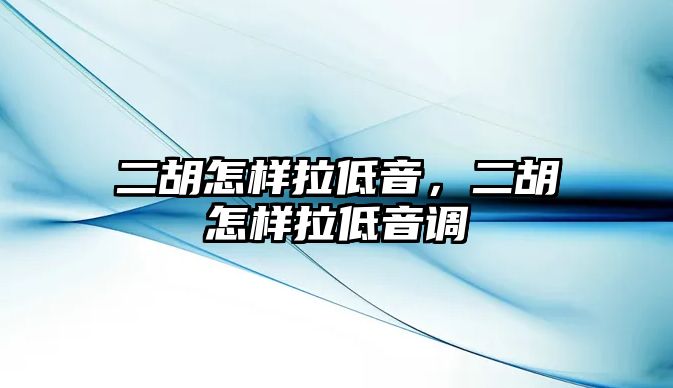 二胡怎樣拉低音，二胡怎樣拉低音調