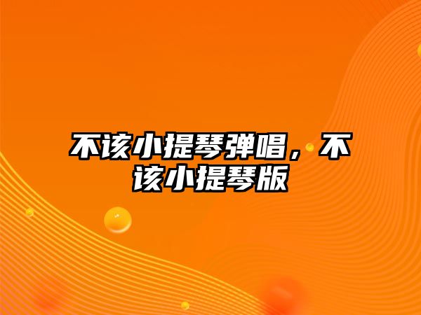 不該小提琴彈唱，不該小提琴版