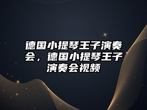 德國小提琴王子演奏會，德國小提琴王子演奏會視頻