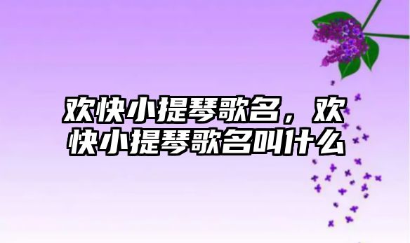 歡快小提琴歌名，歡快小提琴歌名叫什么