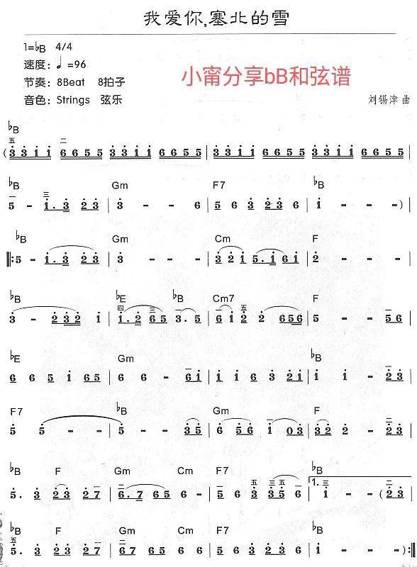 電子琴譜《我是一條小河》《我像雪花天上來》《我愛你塞北的雪》