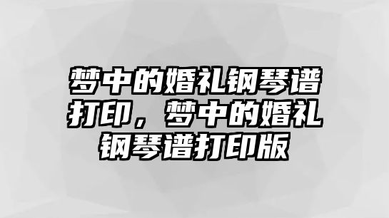 夢中的婚禮鋼琴譜打印，夢中的婚禮鋼琴譜打印版