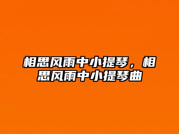 相思風雨中小提琴，相思風雨中小提琴曲