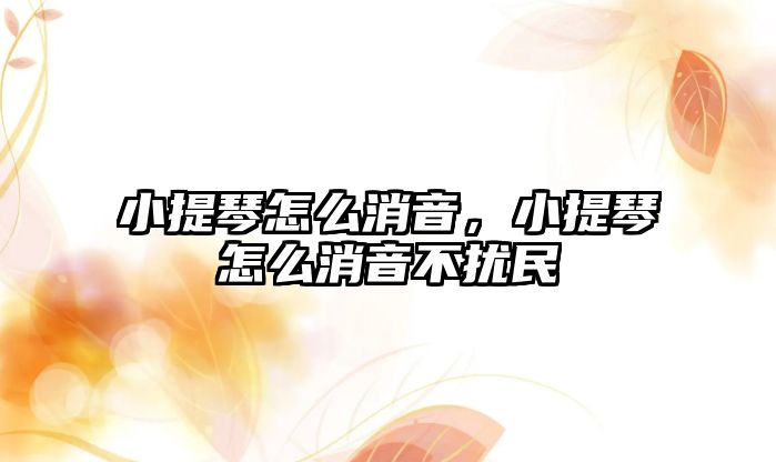 小提琴怎么消音，小提琴怎么消音不擾民