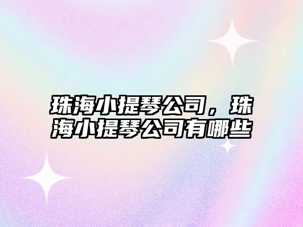 珠海小提琴公司，珠海小提琴公司有哪些