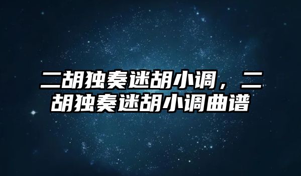 二胡獨奏迷胡小調，二胡獨奏迷胡小調曲譜