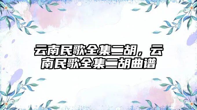 云南民歌全集二胡，云南民歌全集二胡曲譜