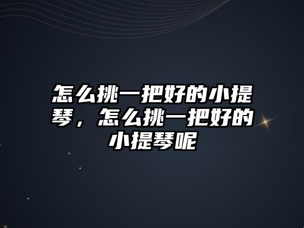 怎么挑一把好的小提琴，怎么挑一把好的小提琴呢