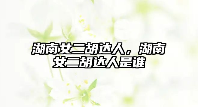 湖南女二胡達(dá)人，湖南女二胡達(dá)人是誰