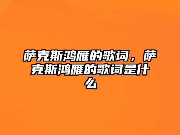 薩克斯鴻雁的歌詞，薩克斯鴻雁的歌詞是什么