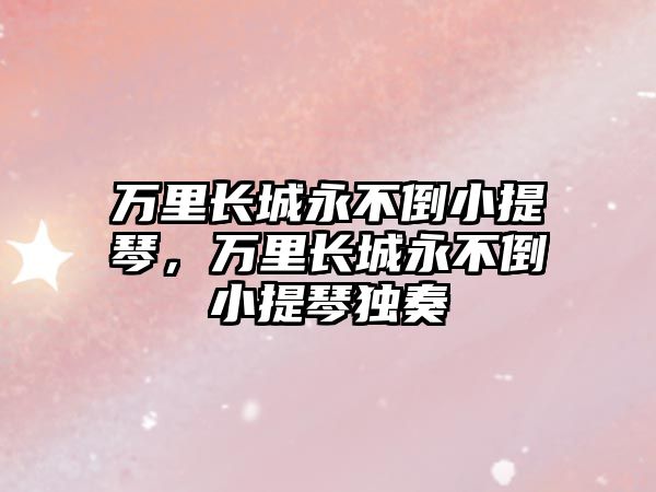 萬里長城永不倒小提琴，萬里長城永不倒小提琴獨奏