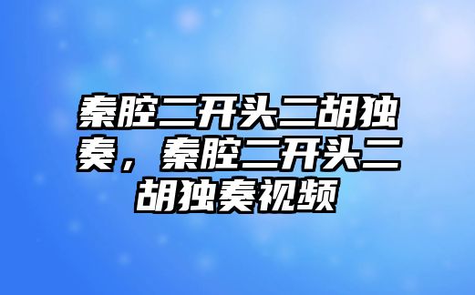 秦腔二開頭二胡獨奏，秦腔二開頭二胡獨奏視頻