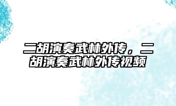 二胡演奏武林外傳，二胡演奏武林外傳視頻