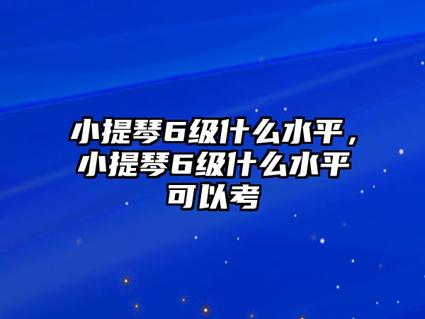 小提琴6級什么水平，小提琴6級什么水平可以考