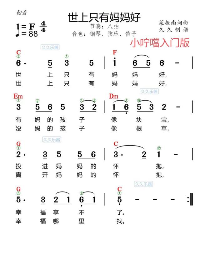 電子琴譜《新年好》《生日快樂》《洋娃娃》《小羊羔》《媽媽好》