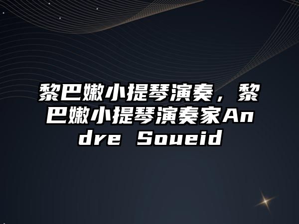 黎巴嫩小提琴演奏，黎巴嫩小提琴演奏家Andre Soueid