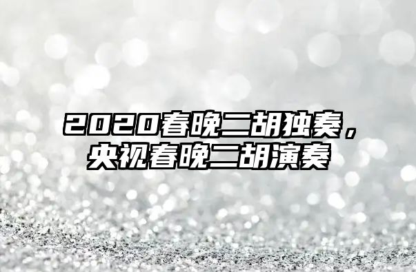 2020春晚二胡獨奏，央視春晚二胡演奏